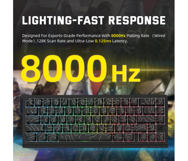 Attack Shark X68PRO HE Wireless Rapid Trigger 8kHz/128kHz Poron czarna - 1349534 - zdjęcie 5